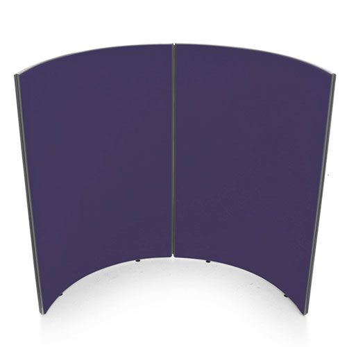 Budget curve acoustic panels with grey edging and purple fabric