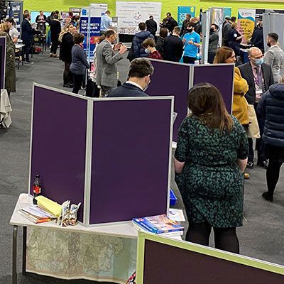 Event+ Pinnable 2 Panel Display Boards used in an exhibition hall