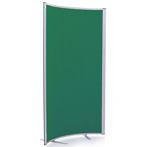 Morton 42mm curved free standing screens complete with green fabric and silver frame. 