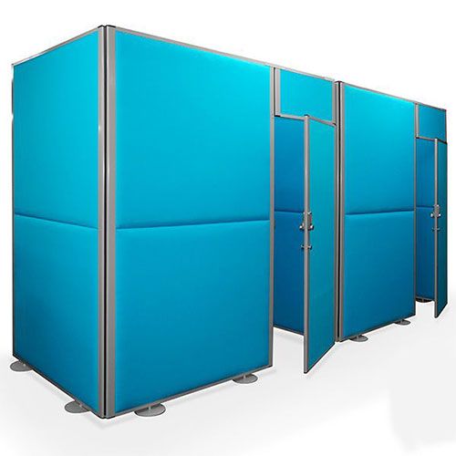 Concept acoustic office pod with blue fabric