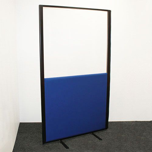 Morton Vision office screens with acoustic and glazed panel, finished with black egding