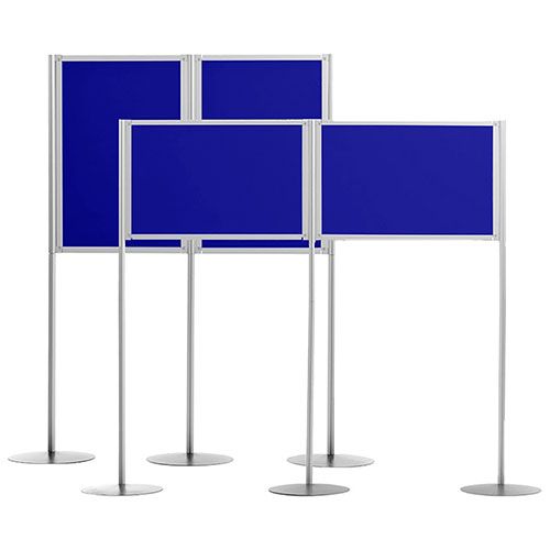 Universal A0 double Modular Display Boards in electric blue loop nylon fabric