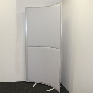 Acoustic office screen with 2 panels and silved frame work. 