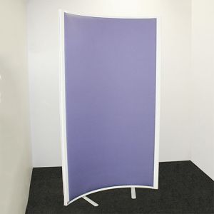 Morton curved acoustic office screen with purple fabric