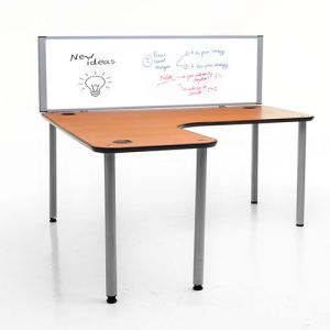Morton magnetic white gloss laminate desk dividers, also accepts dry wipe pens. 