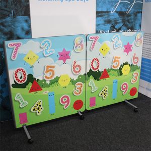 Printed Nursery School Room Dividers in a straight configuration