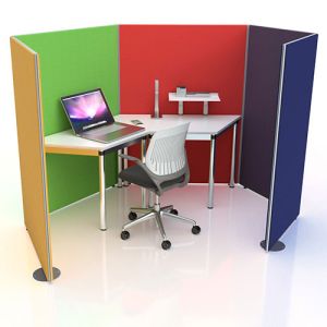 Single acoustic pods, created by connecting x5 budget acoustic office partitions 