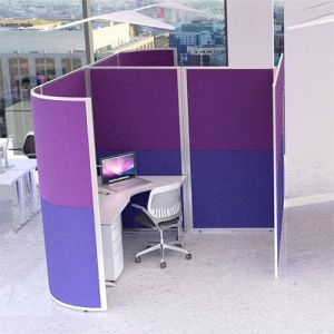 2.4m wide work space pod, using acoustic concept partition screens