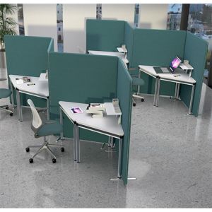 Set of 4 Delta Acoustic Office Divider, positioned to create individual acoustic work pods.