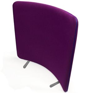 Delta curve acoustic office screens with purple fabric