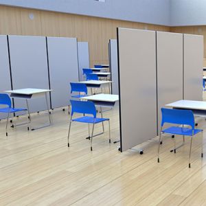 Laminate School Room Partitions used in an exam hall to divide between desks