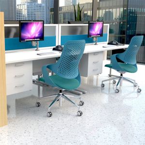 Morton Acoustic Vision Desk Dividers with frosted acrylic and acoustic base