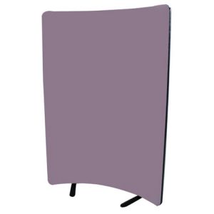 Nova deluxe curved acoustic office divider with purple fabric and black PVC edging