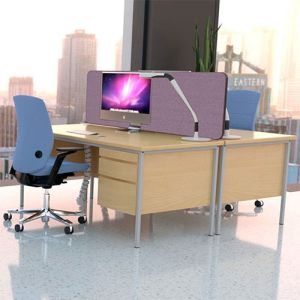 500mm high Nova deluxe acoustic desk screens featuring acoustic fabric made with 100% wool. 