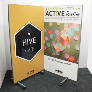 2m wide Printed Partition on Wheels